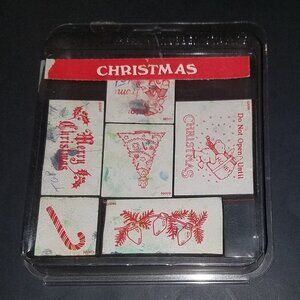 VTG 6 Merry Christmas All Night Media Rubber Stamp Set Lot Tree Lights Candy